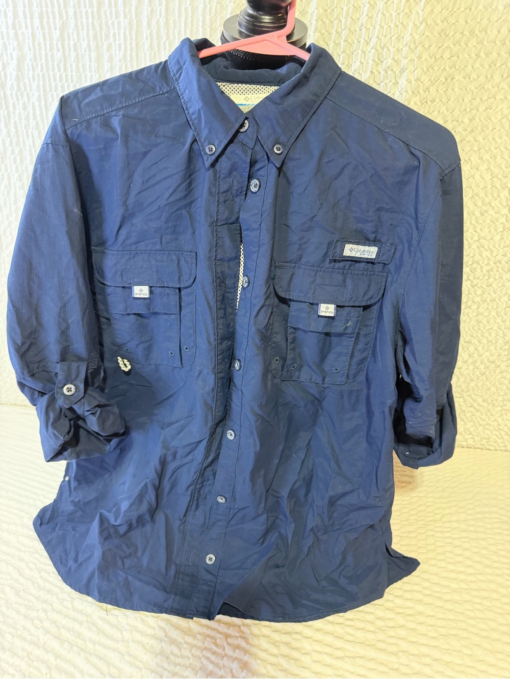 Columbia PFG Navy Long-Sleeve Outdoor Shirt